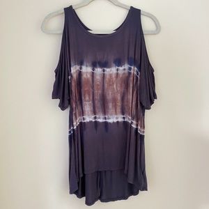Cold Shoulder Tie-Dye Top